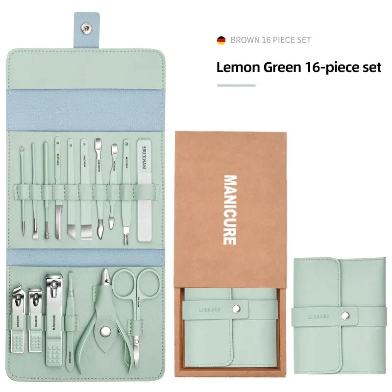 16 PCS Stainless Steel Manicure Pedicure Set – Professional Nail Grooming Kit