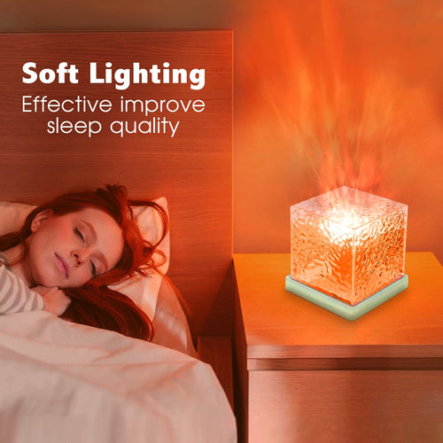 16-Color RGB Crystal Cube Ambient Light – Water Ripple Projection Mood Lamp with Remote Control for Bedroom, Living Room & Gaming Setup