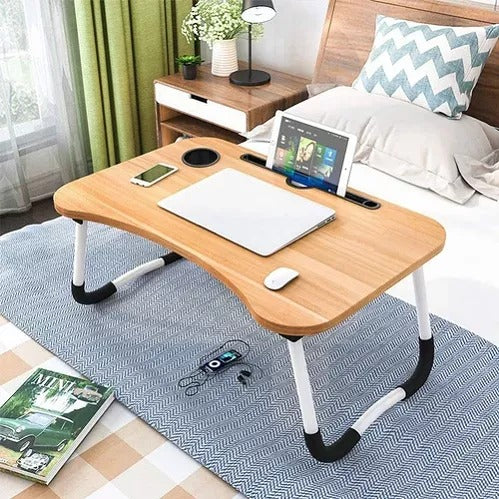 Foldable Wooden Multi Purpose Laptop Table With Cup Holder Adjustable Floor Table for Reading, Working, Gaming, Eating.