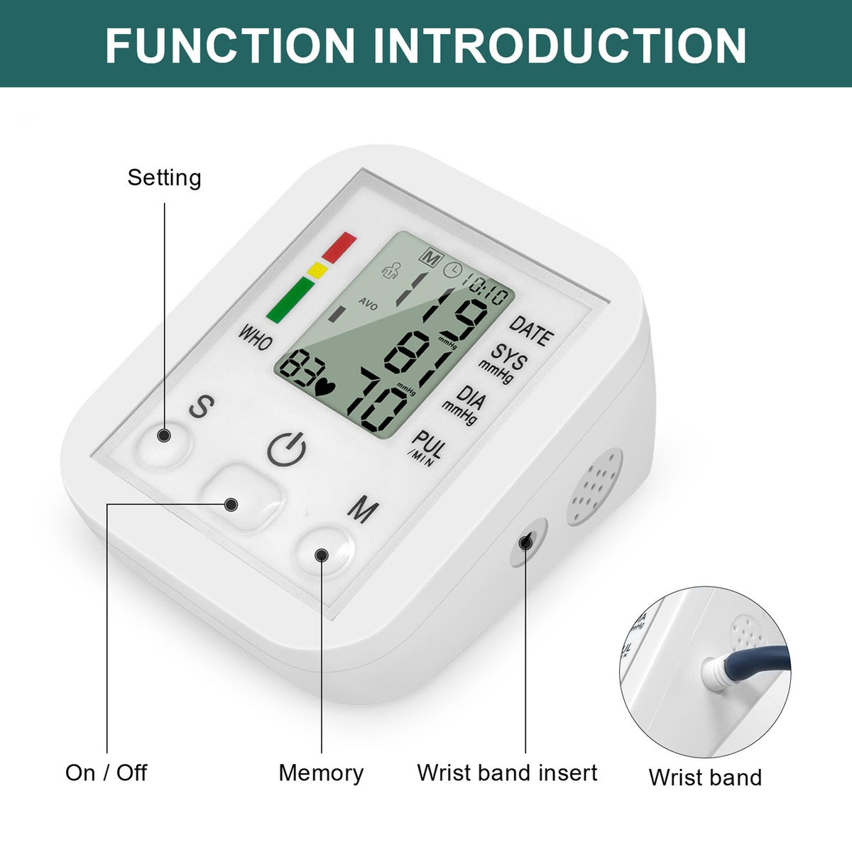 Digital Blood Pressure Monitor – Fully Automatic BP & Heart Rate Machine with Voice Function, Portable Design